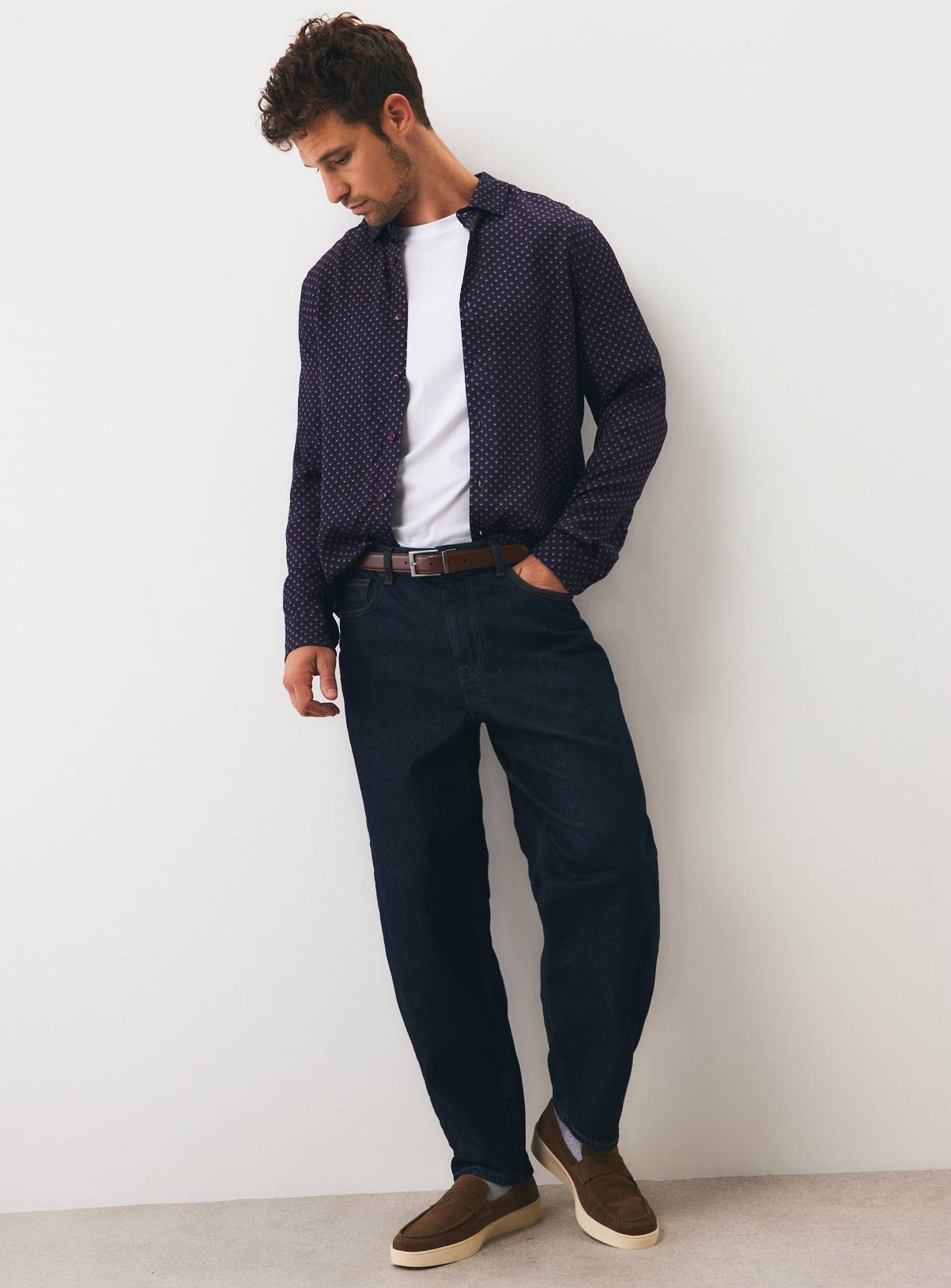 Black Pin Dot Pattern Shirt XXL - Image 2